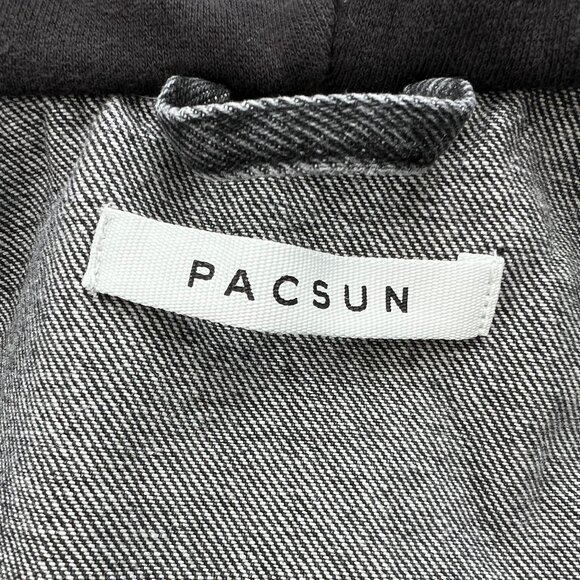 PACSUN Black Classic Hooded Trucker Denim Coat Jacket Men's/Unisex Small - Picture 10 of 12